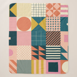 Modern geometric abstract pattern design with simp sherpa blanket