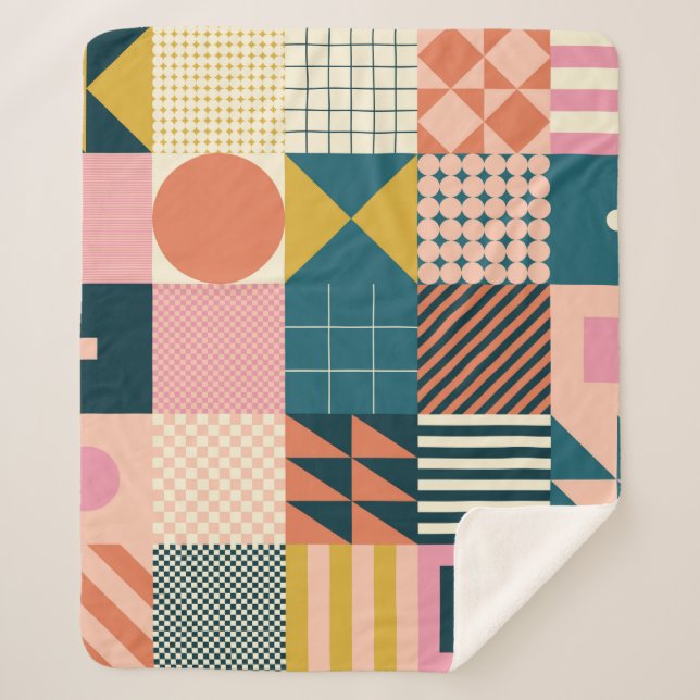 Modern geometric abstract pattern design with simp sherpa blanket (Front)