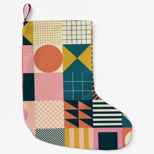 Modern geometric abstract pattern design with simp small christmas stocking