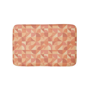 Modern Geometric Abstract Peach & Terracotta Bath  Mat