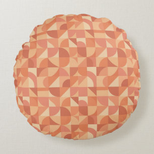 Modern Geometric Abstract Peach & Terracotta Round Cushion