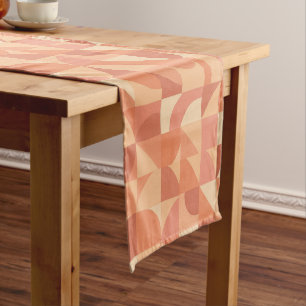 Modern Geometric Abstract Peach & Terracotta Short Table Runner