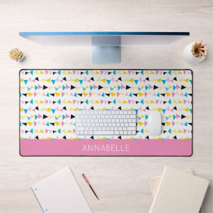 Modern Geometric Abstract Personalised First Name Desk Mat