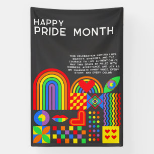 Modern Geometric Abstract Pride Month Rainbow Banner