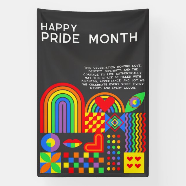 Modern Geometric Abstract Pride Month Rainbow  Banner (Vertical)