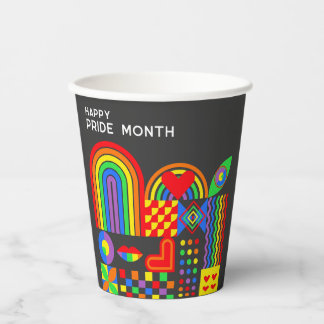 Modern Geometric Abstract Pride Month Rainbow Paper Cups