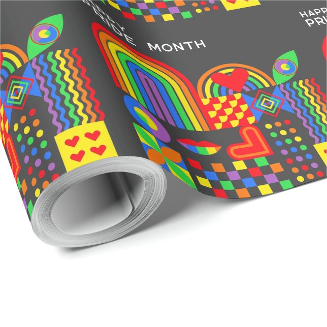 Modern Geometric Abstract Pride Month Rainbow  Wrapping Paper (Roll Corner)