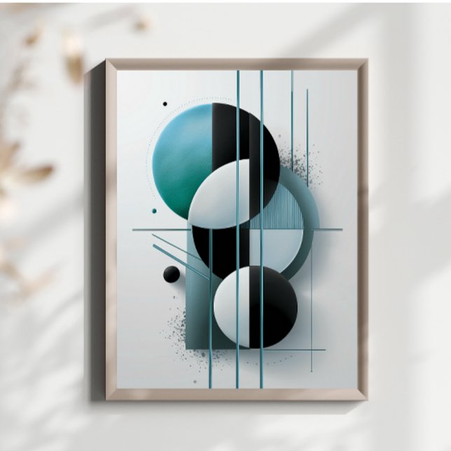 Modern Geometric Abstract Teal Elegant Minimalist Poster (Creator Uploaded)