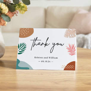 Modern Geometric Abstract Tropical Summer Thank You Card