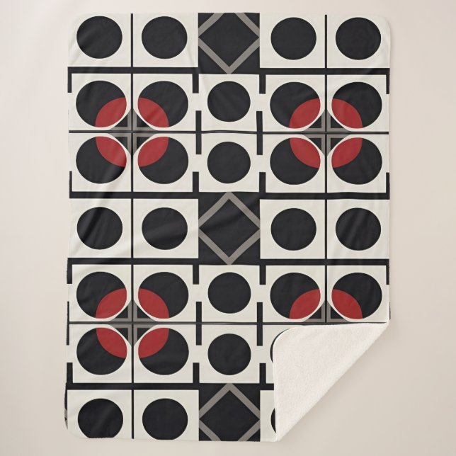 Modern Geometric Abstract With Circles Sherpa Blanket (Front)