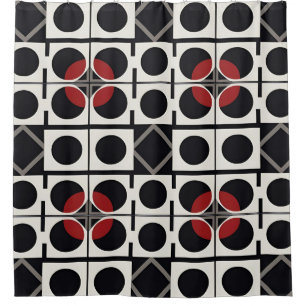 Modern Geometric Abstract With Circles Shower Curtain