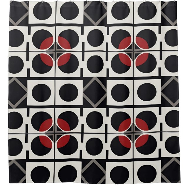 Modern Geometric Abstract With Circles Shower Curtain (Front)
