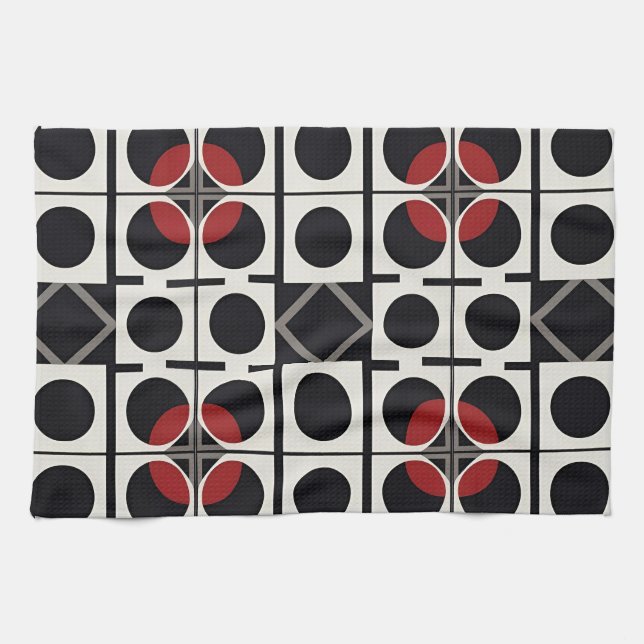 Modern Geometric Abstract With Circles Tea Towel (Horizontal)