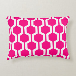 Modern Geometric Accent Pillow - Hot Pink