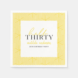 Modern geometric and script 30th birthday party napkin