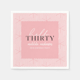 Modern geometric and script 30th birthday party napkin