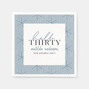 Modern geometric and script 30th birthday party napkin
