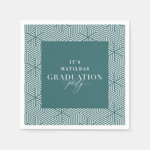 Modern geometric and script graduation party napkin