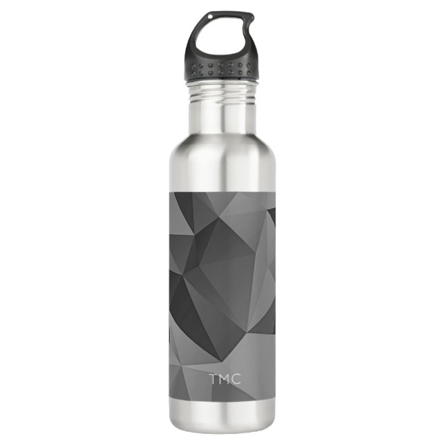 Modern Geometric Angles INITIALS Grey Cool 710 Ml Water Bottle (Front)