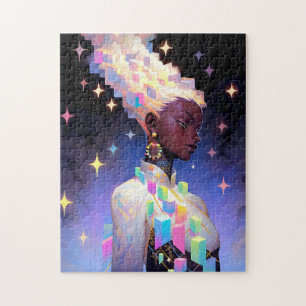 Modern Geometric Anime Girl Jigsaw Puzzle