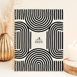 Modern Geometric Arch Lines 2025 Monogram Planner<br><div class="desc">Embrace organisation with this modern and artistic planner featuring a unique geometric design with arches and lines in contrasting black and cream tones. Personalise it with your monogram for a sophisticated touch. This planner is perfect for keeping track of appointments, to-dos, and all your important dates throughout 2025. With its...</div>