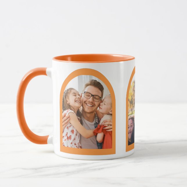 Modern Geometric Arch Memories Custom Family Photo Mug (Left)