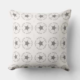 Modern Geometric Art Black White Grey Star Pillow