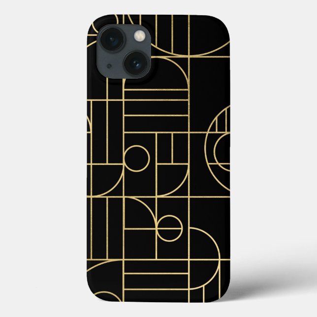 Modern Geometric Art Deco Faux Gold/Black Case-Mate iPhone Case (Back)