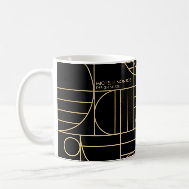 Modern Geometric Art Deco Faux Gold/Black Coffee Mug (Left)