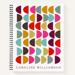 Modern Geometric Art in Earthy Autumn Personalised Notebook