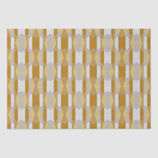 Modern Geometric Art in Golden Yellow, Grey Silver Tissue Paper (Front)