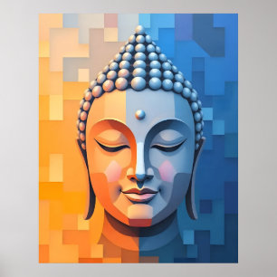Modern Geometric Art Meditating Buddha Poster