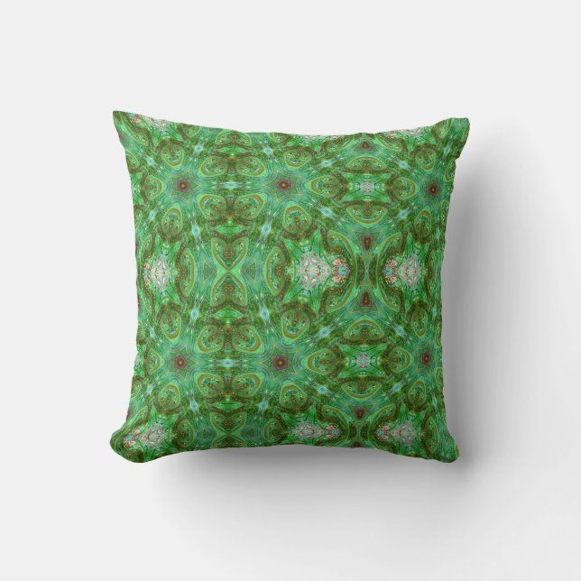 Modern Geometric Art Peacock Green Pillow (Front)