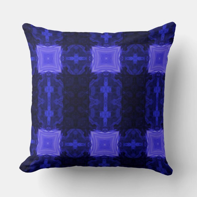 Modern Geometric Art Sapphire Blue Navy Pillow (Front)
