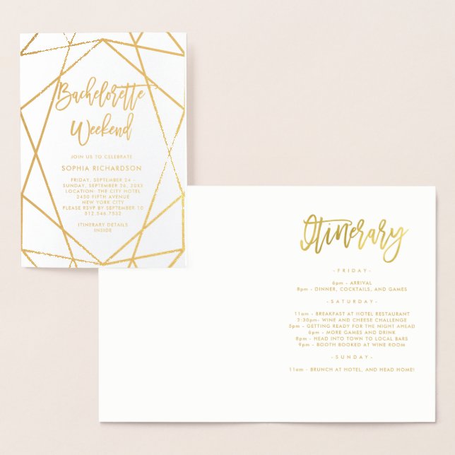 Modern Geometric Bachelorette Weekend Foil Card (Display)