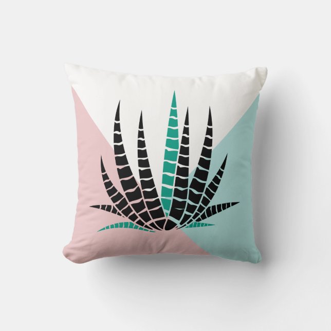 Modern geometric background stylised aloe vera cushion (Front)