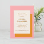 Modern Geometric Bat Mitzvah Party Pink Orange Invitation<br><div class="desc">Modern Geometric Bold Stylish Bat Mitzvah Party Invitation in Pink and Orange</div>