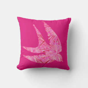Modern Geometric Bird, Fuchsia and Light Pink Thro Cushion