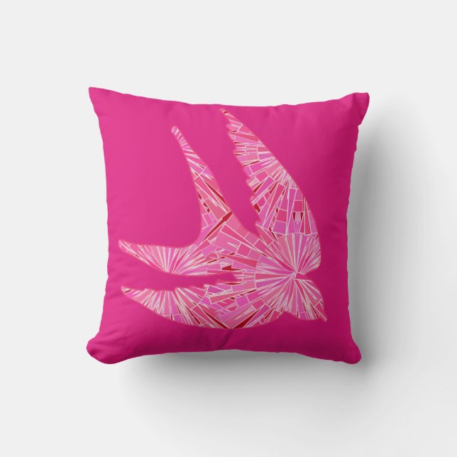Modern Geometric Bird, Fuchsia and Light Pink Thro Cushion (Front)
