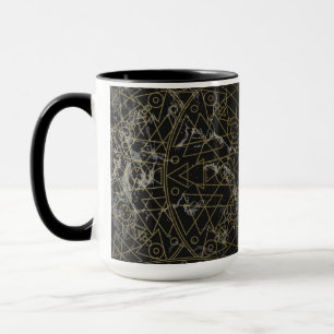 Modern Geometric Black and Gold Mandala Mug