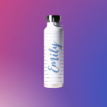 Modern Geometric Black and White Customisable  Water Bottle<br><div class="desc">Customisable water and drinks bottle. Modern,  black and white design,  personalised with the name of the recipient in a gorgeous dusky blue. 
Great gift for her.</div>