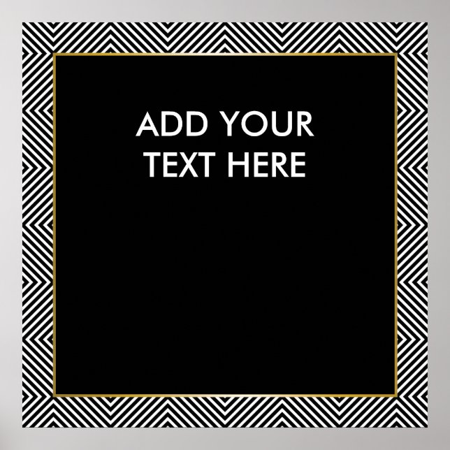 Modern Geometric Black and White Diamond Pattern Poster (Front)