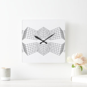 modern geometric black and white  square wall clock