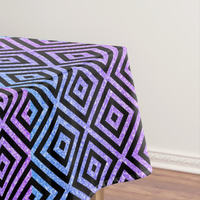 Modern Geometric Black & Colourful Glitter Tablecloth (In Situ)