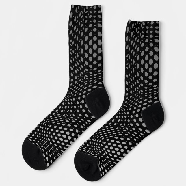 Modern Geometric Black Dot Pattern Socks (Left)