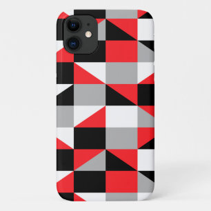 Modern Geometric Black Red Grey Pattern iPhone 11 Case