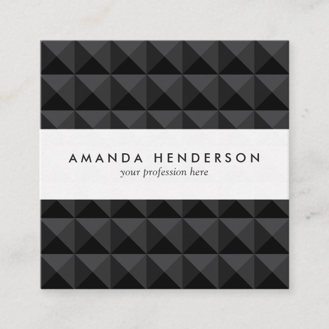 Modern Geometric Black Square Pattern Square Business Card (Front)