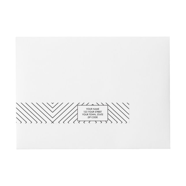 Modern Geometric Black Squares Pattern on White Co Wraparound Address Label (Front)
