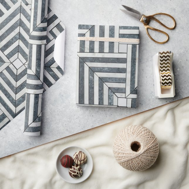 Modern Geometric Black & White Chevron  Wrapping Paper (Crafts)