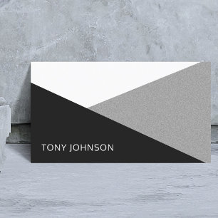 Modern Geometric Black White Grey Consultant Business Card